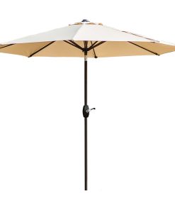 Westintrends 9 Ft Outdoor Patio Market Table Umbrella with Tilt and Crank, Beige