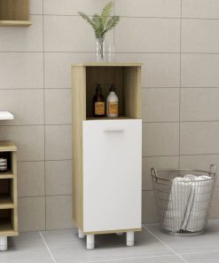 11" Bathroom Cabinet - White and Sonoma Oak