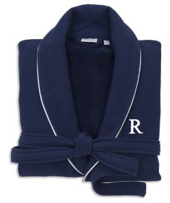 100% Turkish Cotton Waffle Terry Navy Robe, Large/Xlarge, Bookman, R