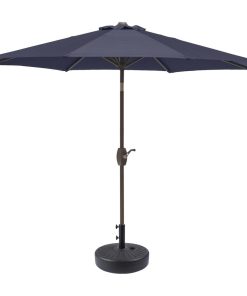 WestinTrends 9 Ft Outdoor Patio Market Umbrella with Black Round Base, Navy Blu