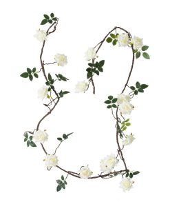116.75" Green and White Artificial Flower Vine Garland with Leaves