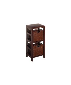Winsome 3 Piece Shelf and Basket Set in Espresso Beechwood