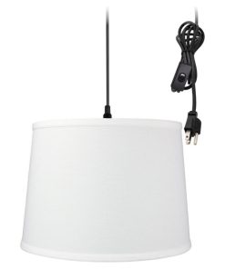 1-Light Plug In Swag Pendant Ceiling Light White Shade