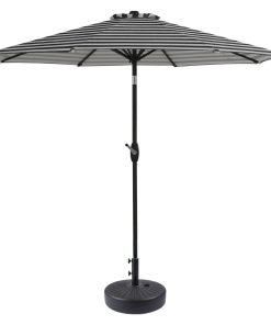 WestinTrends 9 Ft Outdoor Patio Market Umbrella with Black Round Base, Black/Wh