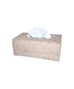 White Rattan Tissue Box Rectangular