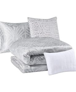 100% Polyester Printed 5Pcs Comforter Set Silver BR9144409622-02