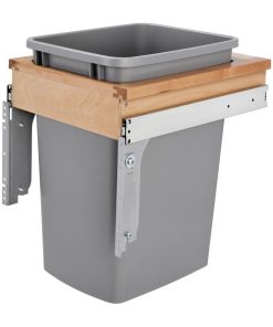 Wood Top Mount Pull Out Single Trash/Waste Container With Reduced Depth