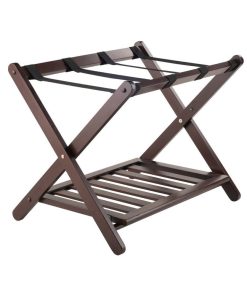 Winsome Remy Transitional Solid Wood Luggage Rack with Shelf in Cappuccino