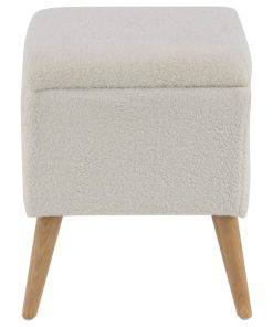 White Rubber Modern Storage Stool, 15"x16"x19"