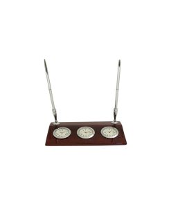 "Tokyo", Lacquered "Rosewood" 3 Time Zone Desk Clock