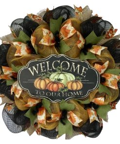 Welcome To Our Home Harvest Wreath Handmade Deco Mesh