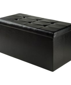 Winsome Wood Transitional Black Faux Leather Ottoman 20627