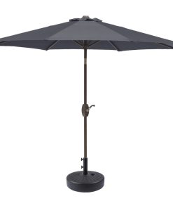 WestinTrends 9 Ft Outdoor Patio Market Umbrella with Black Round Base, Gray