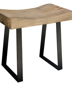 WELLAND Rustic Pine Wood Bench with Metal Legs