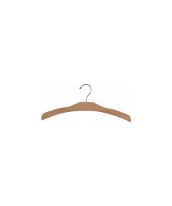 Wooden Arched Top Hanger, Natural/Chrome Finish, Box of 50
