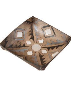 White Black Gray Four Corners Catch-All Leather Tray, Medium