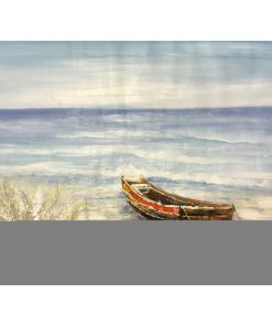 "Sea and A Boat" Hand Painted Oil Canvas Artwork; Modern Art; Fine Art