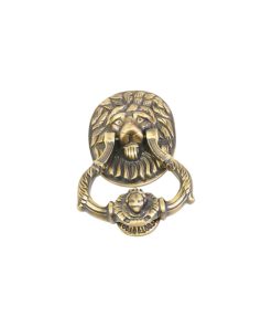 Lion Door Knocker 7-1/2", Antique Brass, 7-1/2"