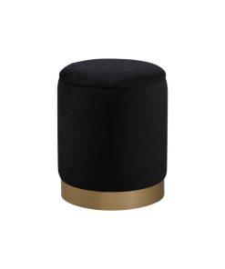 14" Home Living Round Ottoman (Black)