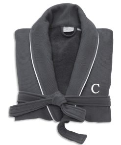 100% Turkish Cotton Waffle Terry Dark Gray Robe, Small/Medium, Bookman, C