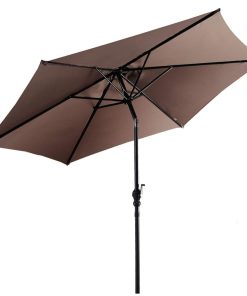 Wellfor 10' Outdoor Patio Umbrella With Tilt Adjustment and Crank, Tan