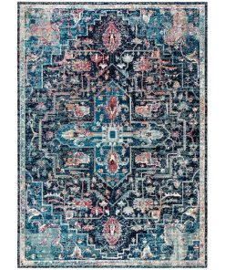 Zafra Vintage Medallion Rug Peacock Blue/Navy 4' x 6' Area Rug