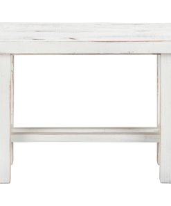 Wooden 24" Wide Loft Small Bench, White Distressed