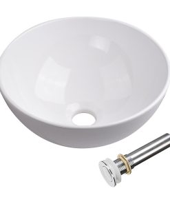 12" Vessel Sink Above Counter Washing Basin Bathroom Porcelain Sink with Drain