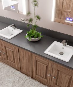 White 17" Square Drop, Ceramic Sink With Faucet Hole