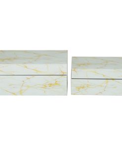 White Glass Glam Box, Set of 2 11", 9"W