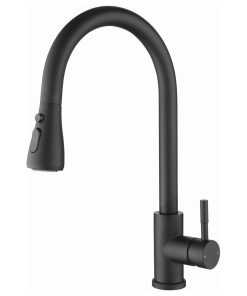 Wellfor Single-Handle Pull Down Sprayer Kitchen Sink Faucet, Matte Black