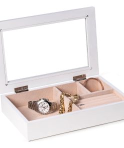 White Jewelry Box, Glass Viewing Top