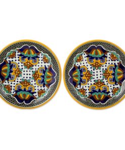 Zacatlan, Ceramic Luncheon Plates, Mexico, 2-Piece Set