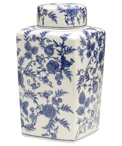 12" Square Blue & White Jar