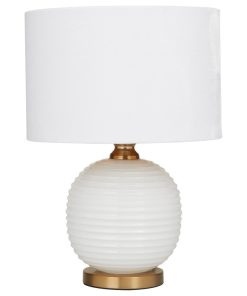 White Glass Modern Accent Lamp, 13"x13"x19"