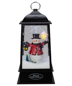 13" Lighted Snowman Christmas Lantern With Falling Snow