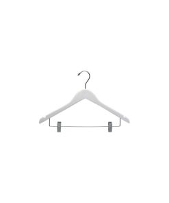 Wooden Combo Hanger, White/Chrome Finish, Box of 50