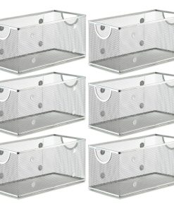 YBM Home Wire Mesh Open Bin Basket Silver 11"x5.1"x5", 6-Pack