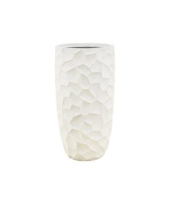 White MgO 22.4in. H White Geometric Pattern Round Tall Planter