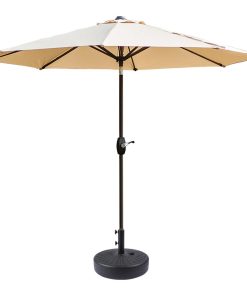 WestinTrends 9 Ft Outdoor Patio Market Umbrella with Black Round Base, Beige