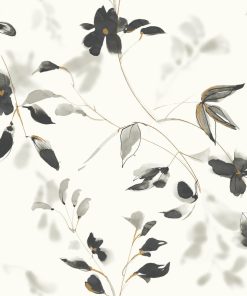 York SO2442 Candice Olson Tranquil Linden Flower Wallpaper, Black