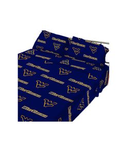 West Virginia Mountaineers Collegiate Blue Queen Bed Sheets