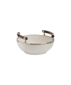 Wood Handled White Bowl