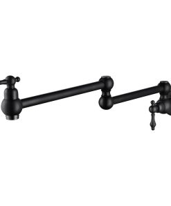 Wellfor Wall Mount Pot Filler Kitchen Faucet With 4 GPM Flow Rate, Matte Black
