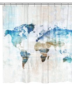 World Travelers Map Shower Curtain