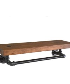 Yellowstone Industrial Towel Bar With Rustic Wood Shelf - Farmhouse Shelf, 30"wx