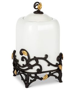 13" Tall Gold Leaf Ceramic Canister