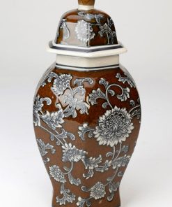 14" Hexagon Brown & Gray Ginger Jar