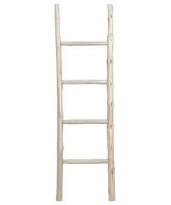 White Teak Wood Natural Ladder, 59x18x2