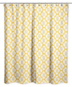 Yellow Floral Pattern Shower Curtain